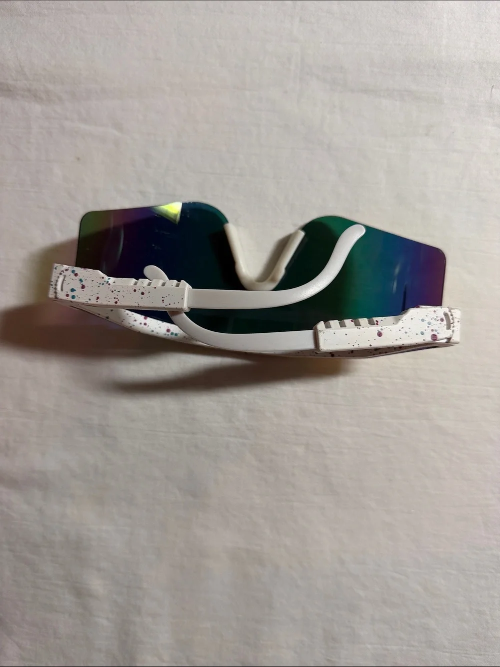 Viper White Speckle Mirrored Sports Visor Sunglasses